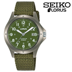 SEIKO LORUS Quartz Military Titanium Watch セイコー ローラス クオーツ チタニウム チタン ミリタリー ウォッチ グリーン 100m防水 時計