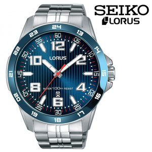 SEIKO LORUS Quartz Stainless Sports Watch セイコー ローラス クオーツ ブルー シルバー ステンレス スポーツ ウォッチ 100m防水 腕時計
