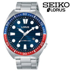 SEIKO LORUS Sports Quartz Stainless Hero Model Watch セイコー ローラス スポーツ クオーツ ステンレス ブルー レッド 100m防水 腕時計