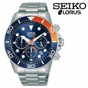 SEIKO LORUS Sports Chronograph Dark Blue Sunray Watch セイコー ローラス クロノグラフ クオーツ ブルー オレンジ 100m防水 腕時計 青