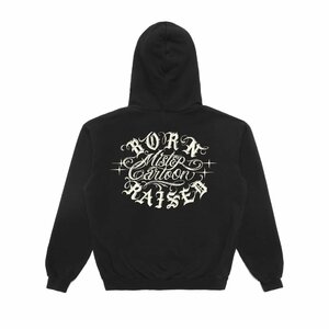 MISTER CARTOON BORN RAISED SCRIPT ROCKER HOODIE BLACK XL ミスターカートゥーン ボーンアンドレイズド スクリプト ロッカー パーカー 黒