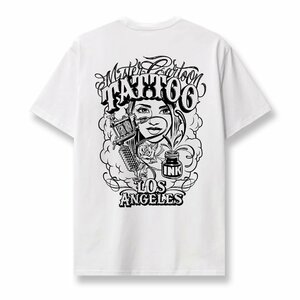 MISTER CARTOON TOONS MART TATTOO INK TEE LA WHITE L ミスターカートゥーン タトゥー インク Tシャツ ホワイト ロサンゼルス クラウン 白