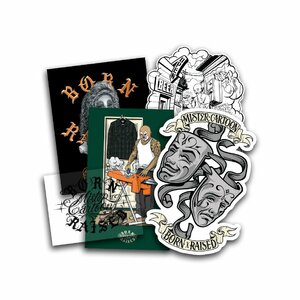 MISTER CARTOON BORN RAISED HELL ON WHEELS STICKER PACK ミスターカートゥーン ボーンアンドレイズド ヘルオンウィールズ ステッカー 5枚