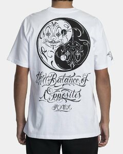 MISTER CARTOON RVCA YIN YANG TEE WHITE XL ミスターカートゥーン ルーカ 陰陽 クラウン ピエロ Tシャツ ホワイト ブラック コラボ 白 黒