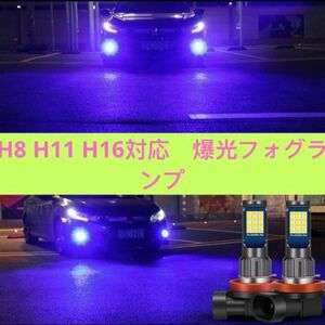 LEDフォグランプ H8 H11 H16対応　ブルー　爆光