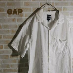 GAP ギャップ シャツ 半袖 白 オープンカラー リネン