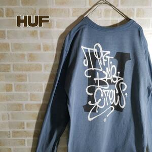 HUF ハフ Tシャツ 長袖 ロンＴ くすみカラー バックロゴ
