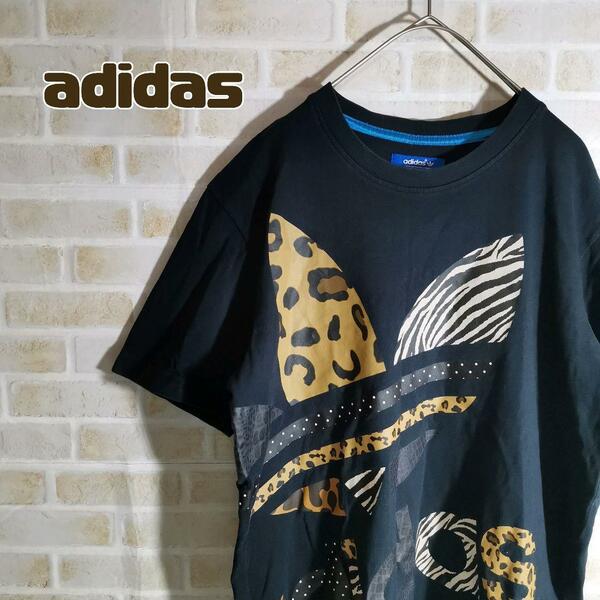 アディダス adidas Tシャツ 半袖 黒 レオパード 豹柄