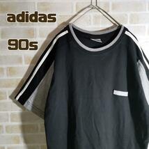 アディダス adidas 90s Tシャツ 半袖 黒 刺繍 ロゴ_画像1