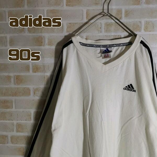 アディダス adidas 90s Tシャツ 長袖 ロンT 白 パフォーマンス