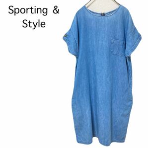 Sporting&Style/スポーティングスタイル　デニム風ワンピース　フリーサイズ　