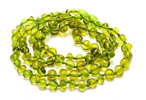 . height. excellent article * green * amber long necklace *50402