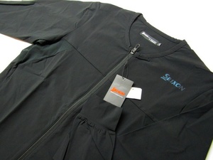 ◆高品質!ＤＥＳＣＥＮＴＥデサント\9790.ノーカラーデザイン長袖ストレッチジップジャケット(M)ブラック/新品◆