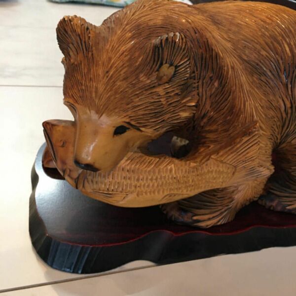 置物 北海道 民芸品 熊 木彫り クマ 木彫りの熊 インテリア 縁起物 彫刻