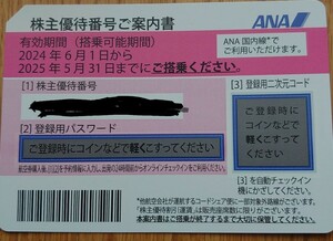 ANA(全日空)　株主優待券　5月発行　(有効期限:2024/6/1～2025/5/31) 1枚