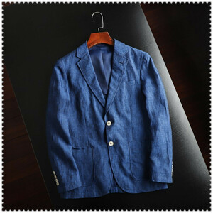 XZ-MM ( полный размер 48B M-L раз )linen весна лето новый товар новый продукт темно синий * полная распродажа новый продукт # внутренний не распродажа высокое качество джентльмен * мужской джентльмен жакет костюм 
