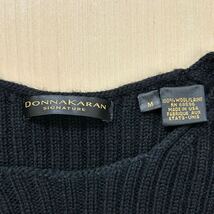 良品　DONNA KARAN SIGNATURE　USA製　アメリカ製　ウール100%　長袖　ニット　セーター　ブラック　メンズ　Mサイズ　US古着_画像3