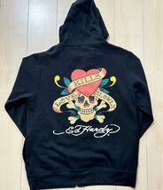 ED HARDY　エドハーディ　ジップアップパーカー　フーディ　Hoodie　ブラック　ビッグロゴ　メンズ　XLサイズ　_画像1