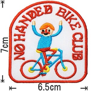刺繍アイロン ワッペン アップリケ パッチ【No Handed Bike Club/ノーハンドバイククラブ】文字 自転車 ロードバイク 自転車レース
