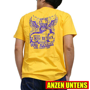 【ルート６６ 黄色】【XL】アメカジ バイカー Tシャツ ANZEN UNTENS アンゼンウンテンズ 半袖 メンズ バックプリント アメリカン バイク