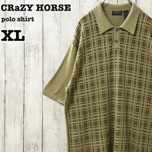 CRaZY HORSE US アメリカ古着 デザイン 半袖 ニット ポロシャツ XL