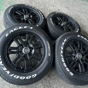 【バリ溝/美品】ハイエース 215/65R16 ホワイトレター タイヤホイールセット 16インチ GOODYEAR NASCAR 6穴 PCD139.7