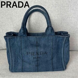 PRADA カナパS デニム　トートバッグ　三角ロゴ　正規品