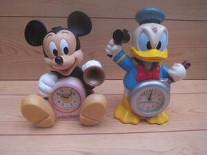 【代理出品ゆ】Disney ディズニー ドナルドダック ミッキーマウス 目覚まし時計 置き時計 2個