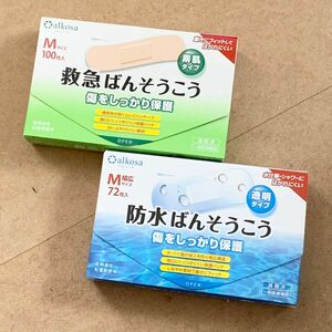 【新品】アルコーサ 絆創膏 救急＆防水ばんそうこう Mサイズ2種類