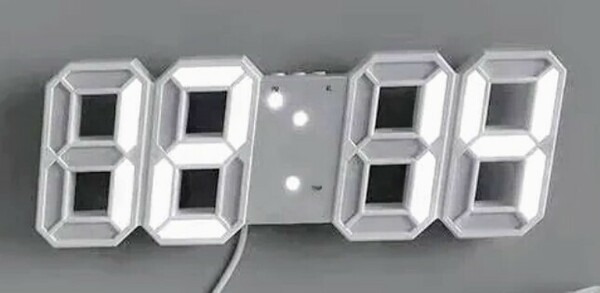  LEDデジタル時計 ホワイト 置き時計 掛け時計　インテリア　韓国風　ACアダプター付き　日本語説明書付属