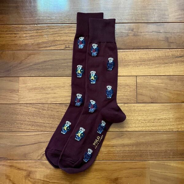 未使用 Ralph Lauren polo bear socks ラルフローレン ポロ ベア ソックス メンズ ハイソックス 靴下