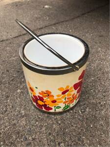  Showa Retro pop antique ice pail floral print 