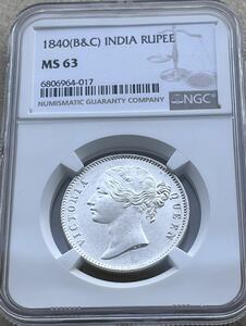 MS63 英領 インド ルピー 銀貨 1840 ヴィクトリア NGC ビクトリア アンティークコイン ウィリアムワイオン PCGS 金貨 コイン MS 銅貨