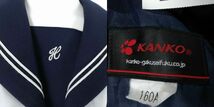 1円 セーラー服 ジャンパースカート スカーフ 上下3点セット 160A トンボ 冬物 白2本線 女子 学生服 中学 高校 紺 中古 ランクC NA4122_画像5