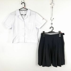 1円 ブラウス スカート 上下2点セット LL 夏物 女子 学生服 宮崎商業高校 白 制服 中古 ランク:C EY5819