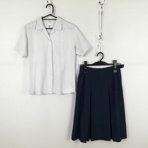 1円 ブラウス スカート 上下2点セット トンボ 夏物 女子 学生服 中学 高校 白 制服 中古 ランク:C EY5768