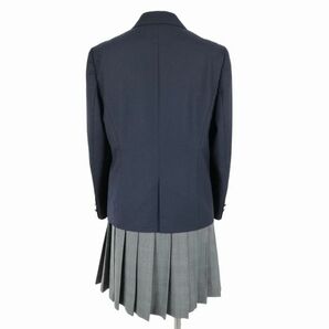 1円 ブレザー チェックスカート 紐タイ 上下4点セット 160A 富士ヨット 冬物 女子 学生服 東京立川第九中学 紺 制服 中古 ランクC NA2673の画像2