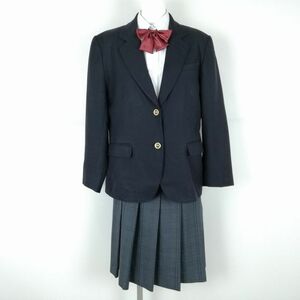1 иен блейзер проверка юбка лента верх и низ 4 позиций комплект 165A большой размер can ko- зима предмет женщина школьная форма средний . средняя школа темно-синий б/у разряд B NA2719