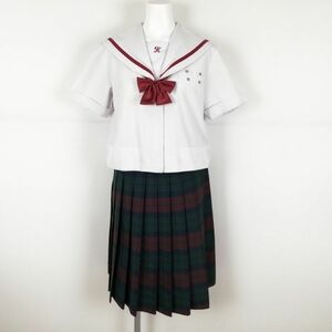 1 иен матроска проверка юбка лента верх и низ 3 позиций комплект can ko- лето предмет красный 1 шт. линия женщина школьная форма Nagasaki . остров средний . белый форма б/у разряд C NA2835
