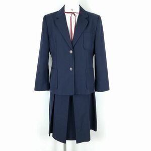 1円 ブレザー スカート 紐タイ 上下4点セット トンボ 冬物 女子 学生服 神奈川長井中学 紺 制服 中古 ランクC NA2526