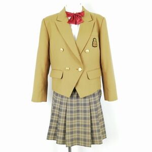 1 jpy blaser miniskirt ribbon top and bottom 4 point set designation winter thing woman school uniform Kanagawa . pine middle . tea uniform used rank C NA2736