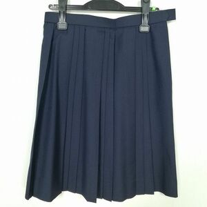 1円 スクールスカート 夏物 w66-丈53 紺 東京吉祥女子高校 プリーツ 学生服 制服 女子 中古 IN5797