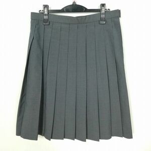 1円 スクールスカート 大きいサイズ 夏物 w72-丈60 グレー 栃木佐野日本大学高校 プリーツ 学生服 制服 女子 中古 IN6060