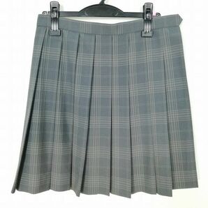 1円 スクールスカート 大きいサイズ 夏物 w72-丈49 チェック 中学 高校 プリーツ 学生服 制服 女子 中古 IN6001の画像1