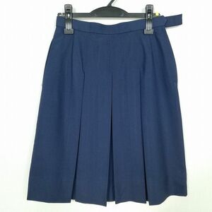 1円 スクールスカート 冬物 w69-丈58 花紺 中学 高校 プリーツ 学生服 制服 女子 中古 IN5825