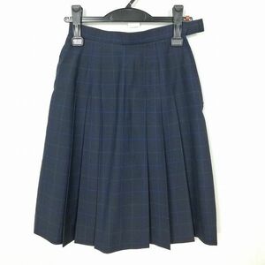 1円 スクールスカート 夏物 w60-丈57 チェック 中学 高校 プリーツ 学生服 制服 女子 中古 IN6021