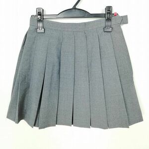 1円 スクールスカート 夏物 w63-丈41 グレー 中学 高校 ミニ丈 プリーツ 学生服 制服 女子 中古 IN6059