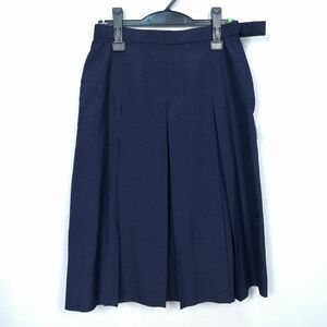 1円 スクールスカート 夏物 w66-丈65 紺 中学 高校 プリーツ 学生服 制服 女子 中古 HK6953