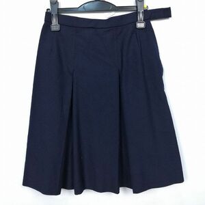 1円 スクールスカート 冬物 w69-丈55 紺 中学 高校 プリーツ 学生服 制服 女子 中古 HK7156