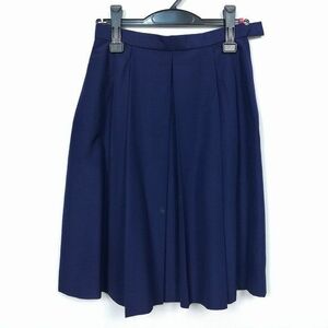 1円 スクールスカート 夏物 w63-丈57 花紺 中学 高校 プリーツ 学生服 制服 女子 中古 HK7176